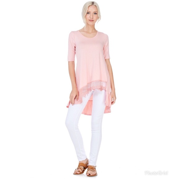 🌷 Blush Short Sleeve High Low Tunic - Picture 2 of 5